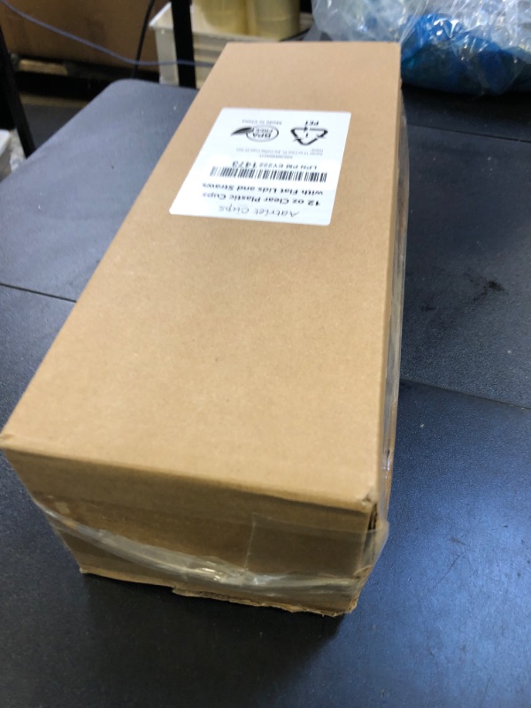 Photo 1 of 12 oz Clear Plastic Cups with Lids and Straws, Disposable Coffee Cups 25 Sets