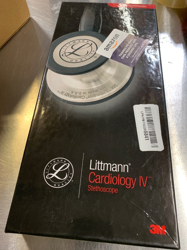 Photo 1 of 3M Littmann Cardiology IV Diagnostic Stethoscope, 6200, More Than 2X as Loud, Weighs Less, Stainless Steel Black-Finish Chestpiece, 27" Black Tube, Red Stem, and Headset
