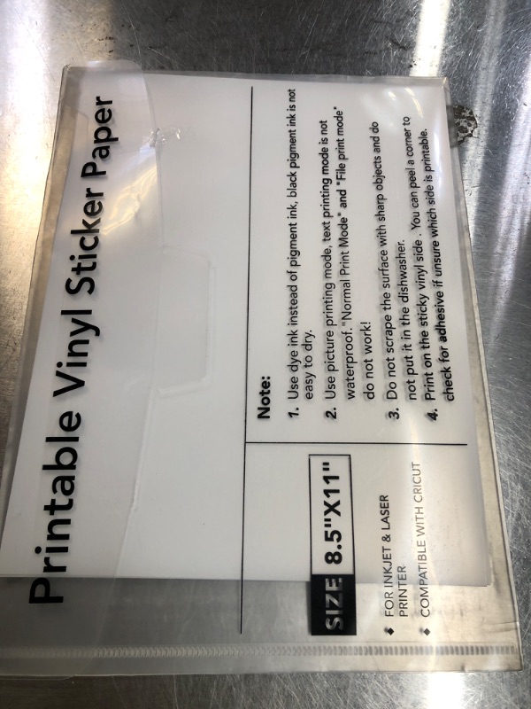 Photo 2 of 20 PCS Sticker Paper for Inkjet Printer, Printable Vinyl Sticker Paper Dries Quickly Vivid Colors, 8.5"x11" Tear Resistant Printable Vinyl, Glossy White, Inkjet & Laser Printer