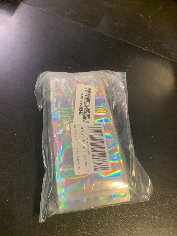 Photo 1 of 100 Pack Holographic Resealable Plastic Bags for Food Storage, Zipper Bags with Clear Front Window, Packaging Pouch for Small Business (100 Pack, 3x4.8 inch)