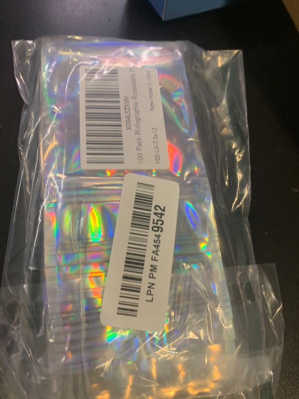 Photo 1 of 100 Pack Holographic Resealable Plastic Bags for Food Storage, Zipper Bags with Clear Front Window, Packaging Pouch for Small Business (100 Pack, 3x4.8 inch)