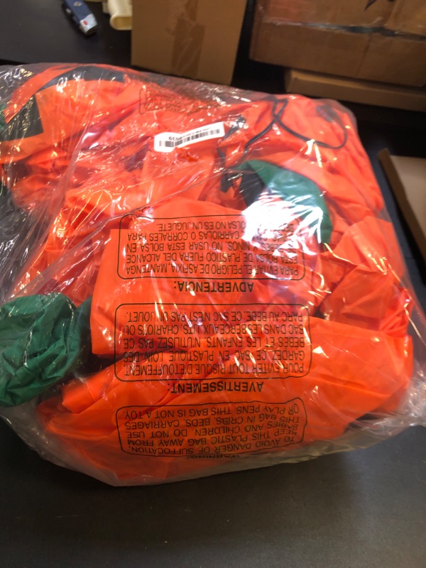 Photo 1 of 12 Ft Long Halloween Inflatables Pumpkins Outdoor Yard Decoration, 7 PCS Blow up Pumpkins and 2 Witch Hats Built-in LED Lights for Home Holiday Party Lawn Patio Outside