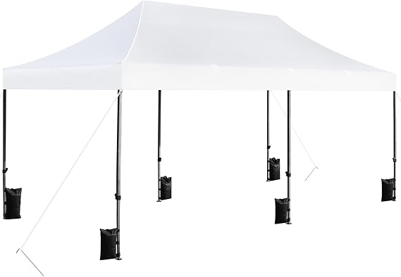 Photo 1 of Yaheetech Heavy Duty Pop Up Canopy Tent, 10x20 Commercial Instant Shelter Tent for Wedding, Parties, Adjustable Outdoor Canopy with Wheeled Carry Bag, 6 Sandbags & 10 Stakes, White