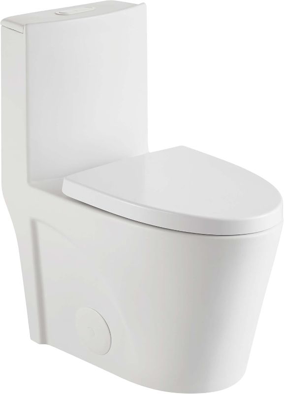 Photo 1 of Fine Fixtures Dual-Flush Elongated One-Piece Toilet with High Efficiency Flush in White Matte