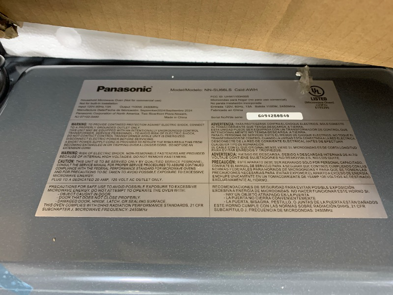 Photo 1 of Panasonic NN-SU66LS 1100W with Genius Sensor Cook and Auto Defrost Countertop Microwave Oven, 1.3 cu ft, Stainless Steel