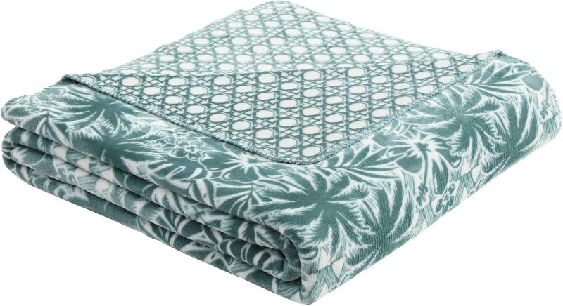 Photo 1 of Tommy Bahama - Full/Queen Blanket, Ultra Soft Coco Flannel Bedding, Island-Inspired Home Decor, Oeko-Tex Certified (Lanikai Fronds Blue, Full/Queen)