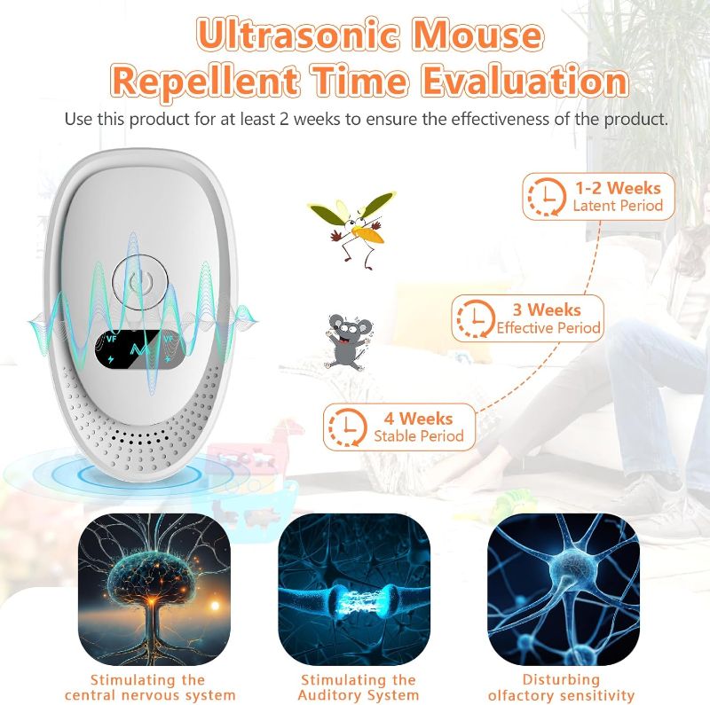Photo 1 of Advanced Ultrasonic Pest Repeller, Ultrasonic Pest & Mouse Repeller Indoor, Mouse, Roach, Rodent, Bugs, Spider, Ant for Home, Kitchen, Office, Warehouse, Hotel 6 Packs White