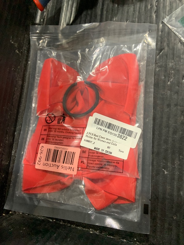 Photo 1 of 2 PCS Red Cheer Bow, 8 In Big Red Softball Bows for Girls, Elastic Cheer Bows for Cheerleaders, Cheerleading Bow Ponytail Holder for Women and Girls