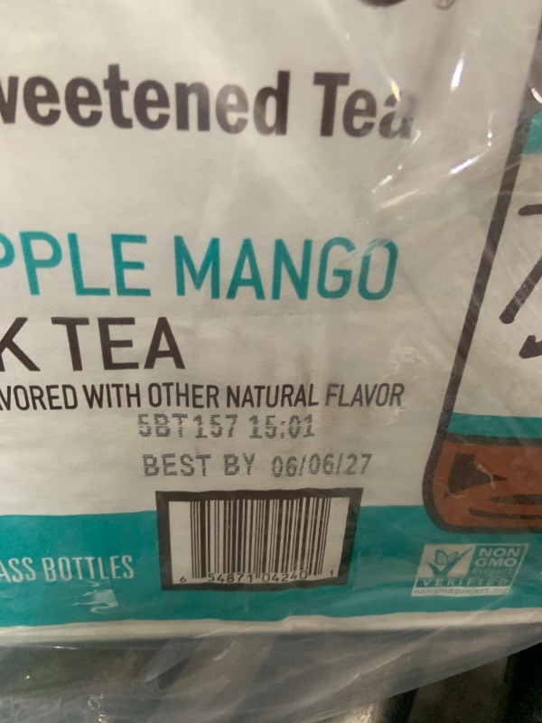Photo 1 of Tejava Pineapple Mango Black Iced Tea, 12 Pack, 1 Liter Glass Bottles, Unsweetened, Non-GMO, Kosher, No Sugar or Sweeteners, No calories, No Preservatives, Brewed in Small Batches