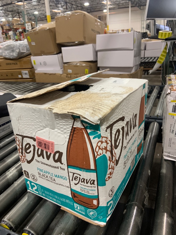 Photo 1 of Tejava Pineapple Mango Black Iced Tea, 12 Pack, 1 Liter Glass Bottles, Unsweetened, Non-GMO, Kosher, No Sugar or Sweeteners, No calories, No Preservatives, Brewed in Small Batches