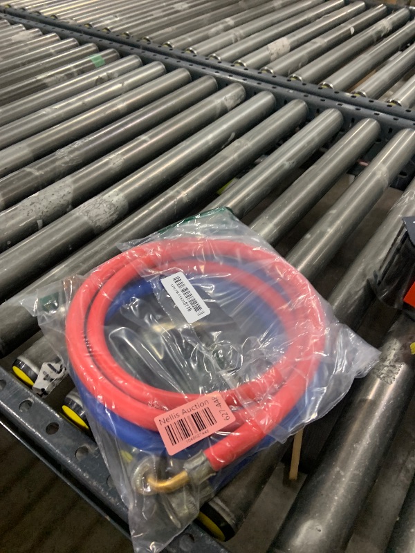 Photo 1 of Washing Machine Hose Rubber with 90 Degree Elbow, 6 FT Burst Proof Red and Blue Color Coded Water Connection Inlet Supply Lines,2 Pack