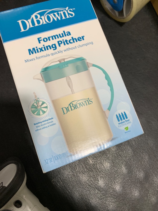 Photo 1 of Dr. Brown's Baby Formula Mixing Pitcher with Adjustable Stopper, Locking Lid, & No Drip Spout, 32oz, BPA Free, Teal
