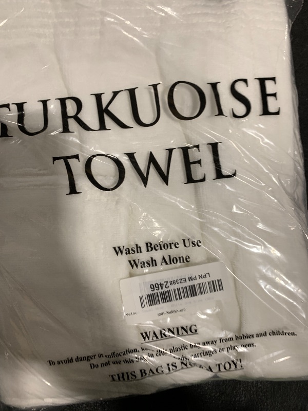 Photo 1 of Turkuoise Men's 100% Cotton Terry Velour Bath Towel Wrap Made in Turkey (White)