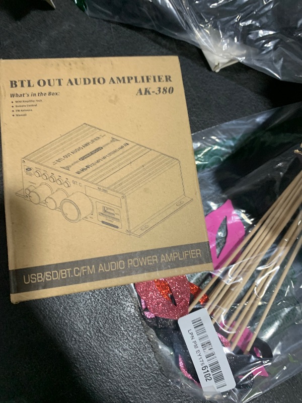 Photo 1 of Bluetooth 5.0 Audio Power Amplifier AK-380 400W+400W 2.0 CH HiFi Stereo Amp Receiver with USB,SD,AUX,FM Antenna for Car Home Speaker Bar Party-(Without Power Adapter)