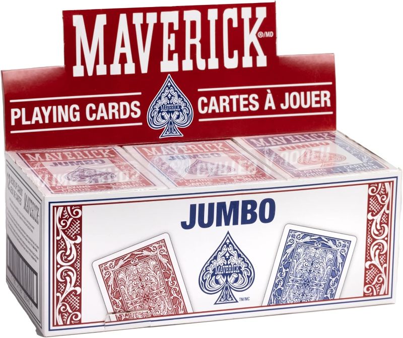 Photo 1 of Maverick Jumbo Playing Cards 12 Pack, Large Print, Blue Deck, Bulk Playing Cards for Poker, Card Games, and Group Play