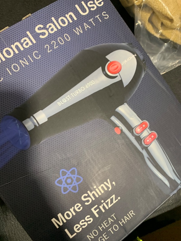 Photo 1 of JOHN Super Fast Drying Hair Dryer, Ionic 2200W Professional Salon Blow Dryer, 2 Concentrator Nozzles, Blast Turbo 6900, Black