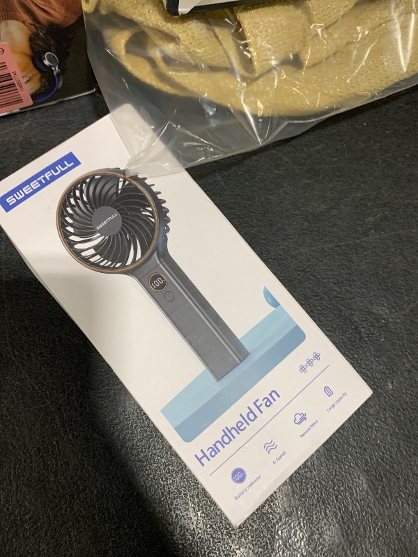 Photo 1 of SWEETFULL Handheld Portable Fan, 5000mAh Rechargeable Battery, 6 Speed Wind, LED Digital Display, Foldable Electric Personal Mini Travel Fan with Backup Power, Summer Essentials Gifts for Women Girl