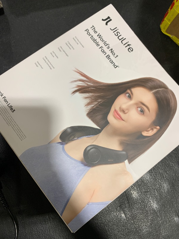 Photo 1 of JISULIFE Portable Neck Fan, Hands-Free Bladeless, 5 Speeds, 4000 mAh Battery Operated Wearable Personal Fan, Twistable, Rechargeable, Gift for Women Men-Black