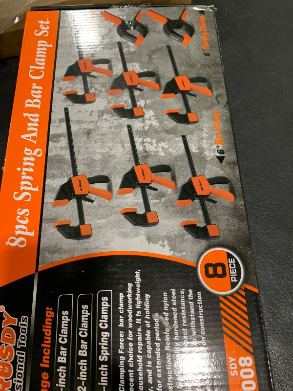 Photo 1 of HORUSDY 8-Pack Bar Clamps for Woodworking, 12" and 6" Bar Clamps, Wood Working Clamp Sets, Quick Clamps F Clamp with 150 LBS Load Limit (8-Pack Wood Clamps)
