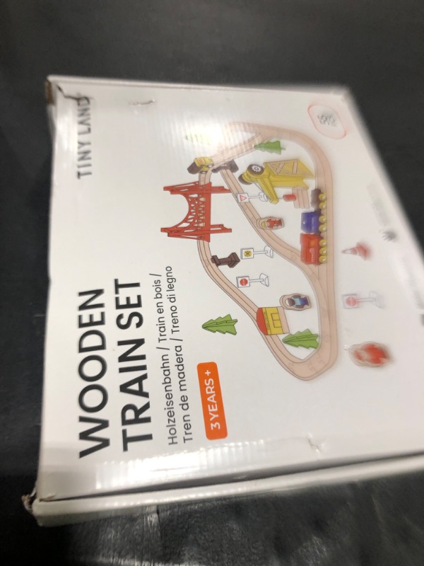 Photo 1 of Tiny Land 55PCS Wooden Train Set - Compatible with Major Brand Tracks, Educational Toy for Toddlers & Kids Ages 3-7, Durable Wooden Railway Tracks