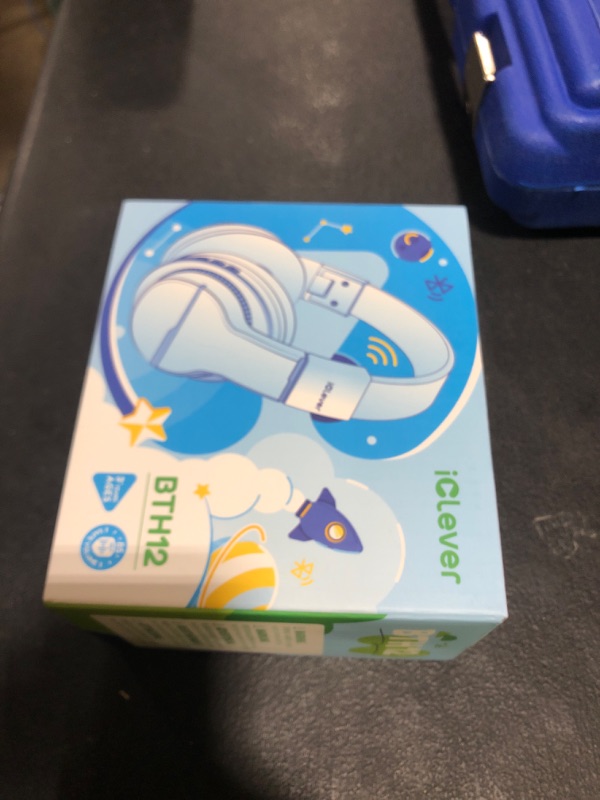 Photo 1 of iClever BTH12 Kids Bluetooth Headphones,Colorful LED Lights Kids Headphones Wireless,74/85dBA Safe Volume,85H Playtime,Fast Charging,Bluetooth 5.2,Over Ear,Built-in Mic for iPad/Tablet/Airplane,Blue