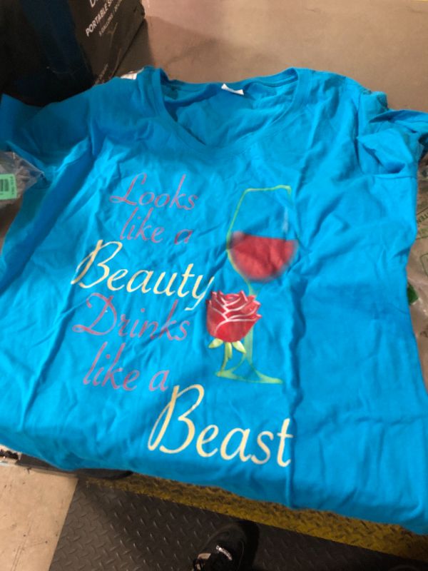 Photo 1 of Blue T-Shirt Looks Like A Beauty Drinks Like a Beast Size XL