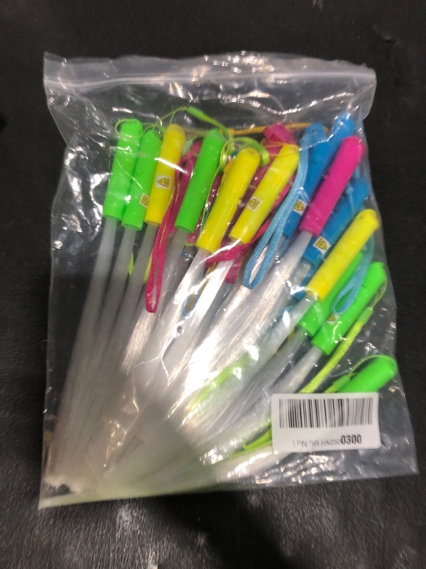 Photo 1 of Zhanmai 24 Pieces Upgraded Glow Fiber Wands Sticks, LED Light Fiber Optic Wands LED Flashing Glow Sticks Supplies for Wedding Party Favors