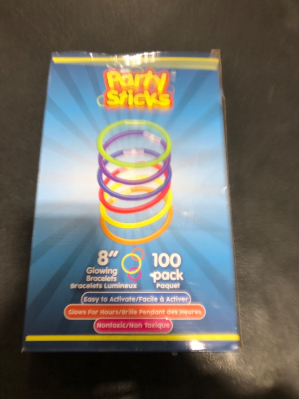 Photo 1 of PartySticks Glow Sticks Party Supplies 100pk - 8 Inch Glow in the Dark Light Up Sticks Party Favors, Glow Decorations, Neon Party Glow Necklaces and Glow Bracelets with Connectors