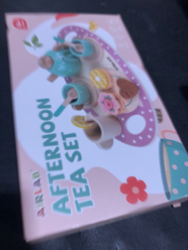 Photo 1 of Wooden Tea Set for Little Girls Play Food Pretend Play Kitchen Accessories for 3 4 5 Years Old Girls and Boys Toddler Princess Tea Time Party Food Toys