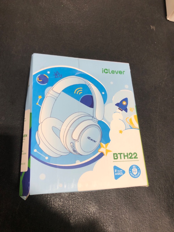 Photo 1 of iClever BTH22 Kids Bluetooth Headphones, 60H Play Time, USB C Fast Charging, Bluetooth 5.4, AUX Cord,Safe Volume 74/85 dBA,Toddler Headphones for iPad/Tablet/Travel/School, Blue