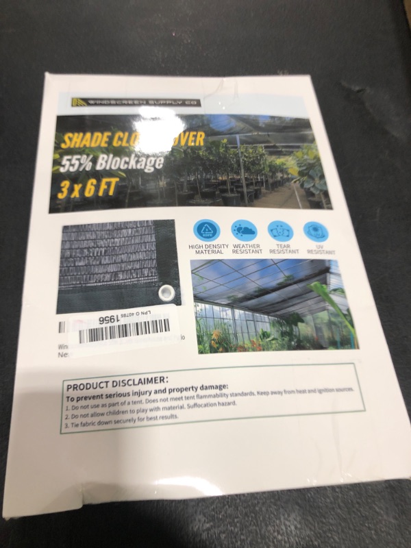 Photo 1 of [WindscreenSupplyCo] 55% 3 x 6 FT Shade Cloth Sun Shade Net with Grommets Sunblock Mesh Tarp for Garden Plants Cover Greenhouse and Patio