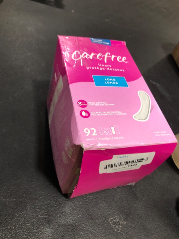 Photo 1 of Carefree Panty Liners for Women, Long, Unwrapped, Unscented, 92ct | Pantiliners, Carefree Liners, Daily Liners for Women, Light Periods and Leaks, 8-Hour Odor Control | 92ct (Packaging May Vary)