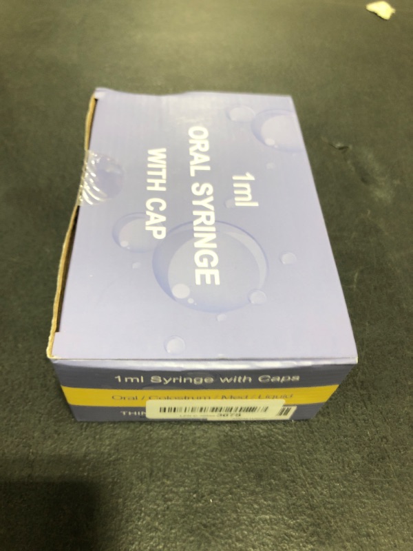 Photo 1 of 50 Pcs 1ml Syringes with Caps Oral Dispenser Individually Sterile Warpped for Medicine Dropper, Colostrum Collect Feeding Pets, Liquid