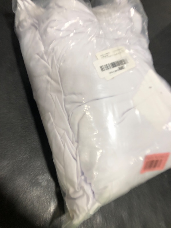 Photo 1 of Babenest 2Pack 6FT White Spandex Table Skirt for Rectangle Tables, Wrinkle Resistant RufflesTable Cover for Trade Show, Parties, Birthday, Wedding, Banquets