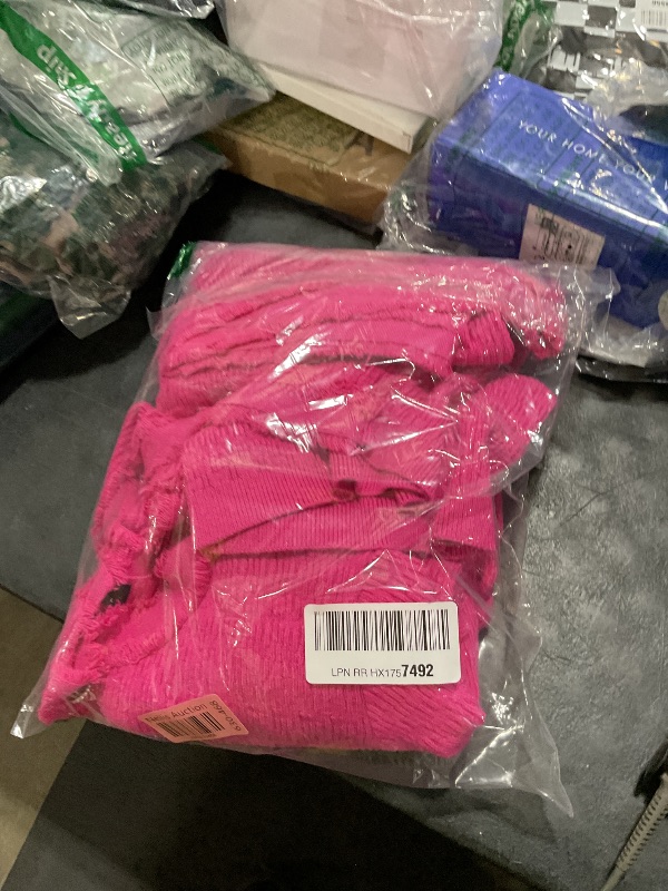 Photo 1 of Allegra K 2 Piece Outfits Sweater Set for Women's Business Casual Knitted Long Sleeve Short Jacket Skirt Set Medium Hot Pink