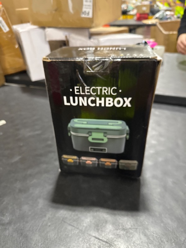 Photo 1 of Electric Heated Lunch Box for Adults with 2 Pack 1.8L Containers, ON/OFF Power Switch & 0.6L Double Layer, Portable 100W 3-IN-1 Fast Heating Food Warmer for Men, ,12V/24V/110V for Car Truck Office