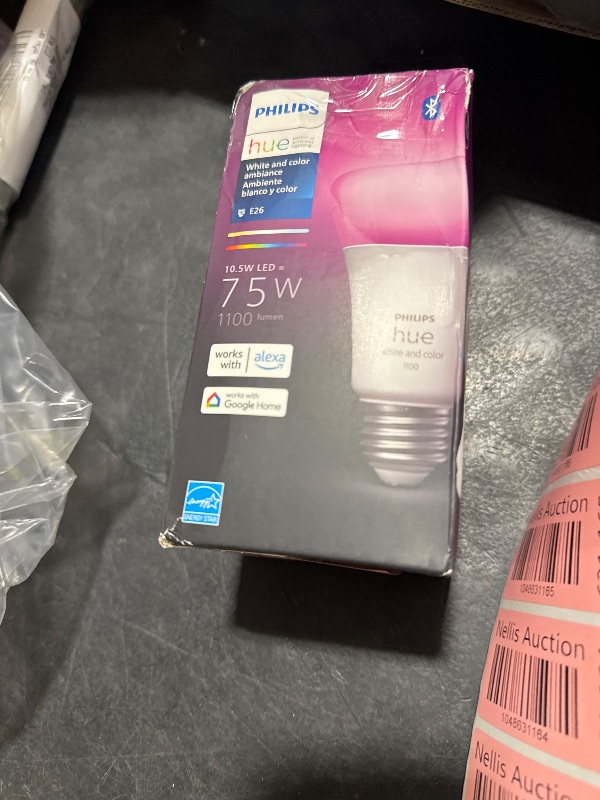 Photo 1 of Philips Hue Smart 75W A19 LED Bulb - White and Color Ambiance Color-Changing Light - 1 Pack - 1100LM - E26 - Indoor - Control with Hue App - Works with Alexa, Google Assistant and Apple Homekit