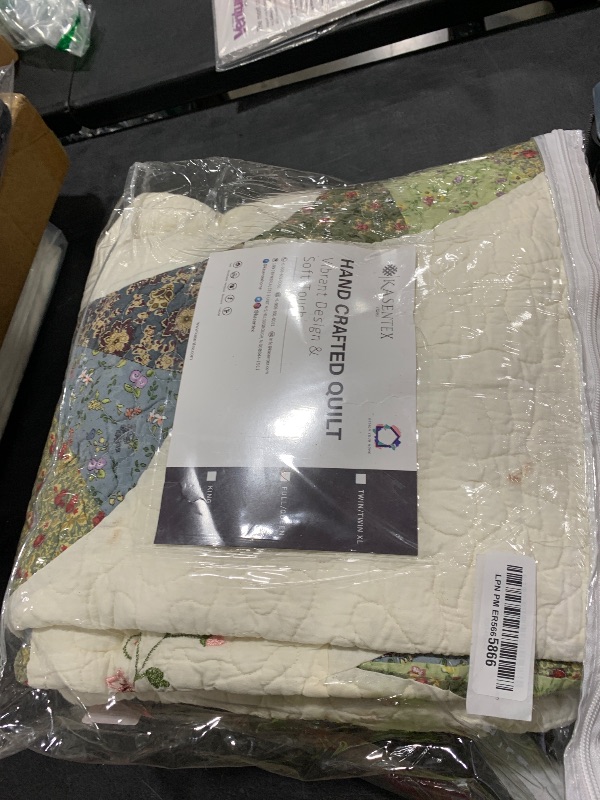 Photo 1 of KASENTEX Authentic 100% Cotton Luxury Decorative Bedspread with Multi Floral Patchwork Quilt, Lightweight Soft and Breathability,Oversized Coverlet, Full/Queen 90x96”, Ivory and Brown