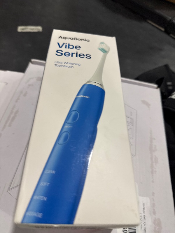 Photo 1 of Aquasonic Vibe Series Ultra-Whitening Toothbrush – ADA Accepted Electric Toothbrush - 8 Brush Heads & Travel Case – 40,000 VPM Motor & Wireless Charging - 4 Modes w Smart Timer – Sapphire Blue