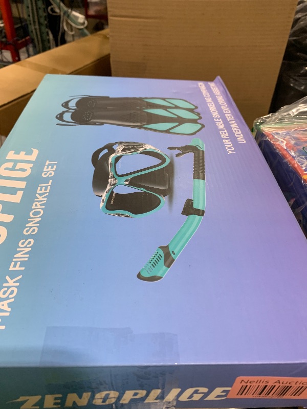 Photo 1 of Zenoplige Mask Fins Snorkel Set, Snorkeling Gear for Adults, Panoramic View Snorkel Mask Anti-Fog, Adjustable Dive Flippers, Dry Top Snorkel and Travel Bag, Scuba Gear for Swimming Snorkeling Diving