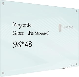 Photo 1 of Magnetic Glass Whiteboard - Glass Dry Erase Board 48"x96" Large Frameless Board for Walls Office School and Home