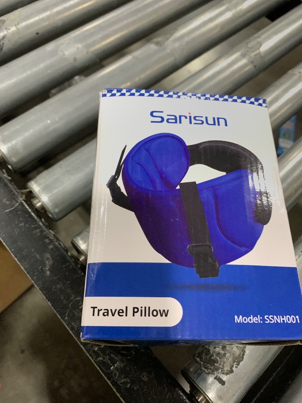 Photo 1 of SARISUN Airplane Pillow Combo with Chin Strap, Travel Pillows for Airplanes with Sleep Eye Mask, Plane Pillow for Long Flights, Car Road Trip, 360° Headrest, Stop Bobblehead, Black