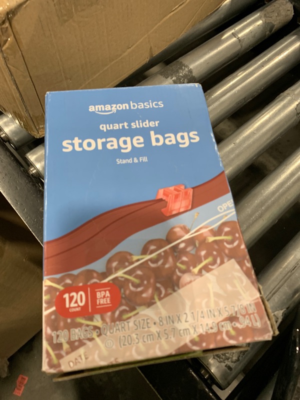 Photo 1 of Amazon Basics Slider Quart Food Storage Bags, BPA Free, 120 Count (Previously Solimo)