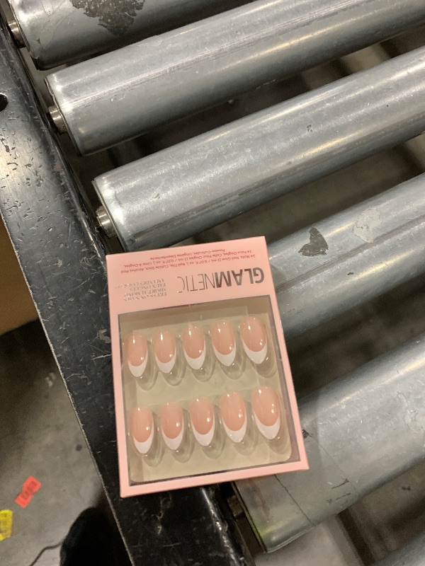 Photo 1 of Glamnetic Press On Nails - MaDamn | French Tip Nails, UV Finish Short Pointed Almond Shape, Salon Quality Semi-Transparent Nails in 12 Sizes - 24 Nail Kit with Glue