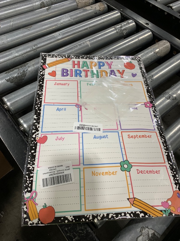 Photo 1 of 2PCS Composition Notebook Happy Birthday Chart Poster Set Class Composition Notebook Birthday Calendars Chart Bulletin Board Posters for Back to School Classrooms Kids Nursery Homeschool Kindergarten