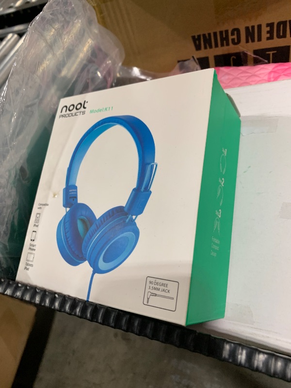 Photo 1 of noot products Kids Headphones K11 Foldable Stereo Tangle-Free 5ft Long Cord 3.5mm Jack Plug in Wired On-Ear Headset for iPad/Amazon Kindle,Fire/Boy/Girl/School/Laptop/Tablet(Skyline Blue)