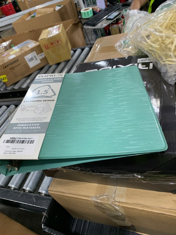 Photo 1 of POPRUN 3 D Ring Binder 1.5 Inch, PVC-Free, Holds 375 Sheets of 8.5 x 11 Paper, Extra Durable Organizer with 2 Pockets for School & Office, Heavy-Duty, 1 Pack, Midnight Green