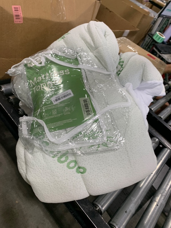 Photo 1 of Ultra Soft Queen Size Mattress Topper - Viscose Made from Bamboo Pillow Top Mattress Pad for Back Pain Relief - Naturally Cooling for Hot Sleepers, Green