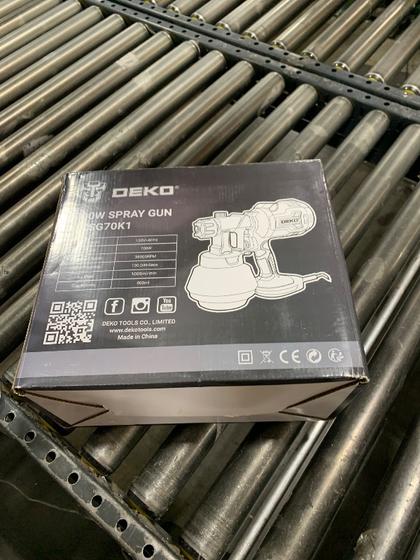 Photo 1 of Electric Paint Sprayer HVLP 700W: DEKOPRO Spray Paint Gun for House Painting Furniture Cabinets Fence Walls Door Garden Chairs, 4 Nozzles and 3 Patterns 800ml Container Gray