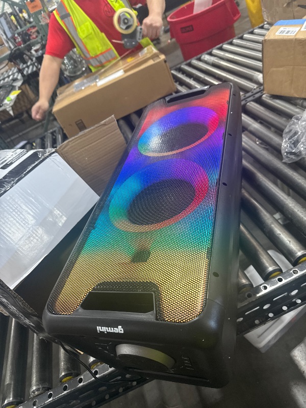 Photo 1 of Gemini Bluetooth Speaker 1000W with LED Light Show, Dual 8" Woofers, Mic & Guitar Inputs, TWS Pairing, USB/FM/Bluetooth Playback, 16 Hr Battery, Remote Control – Perfect for Parties & Events (GLS-880)